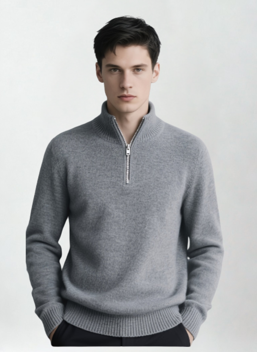 MAISON | Casual Quarter Zip Cardigan